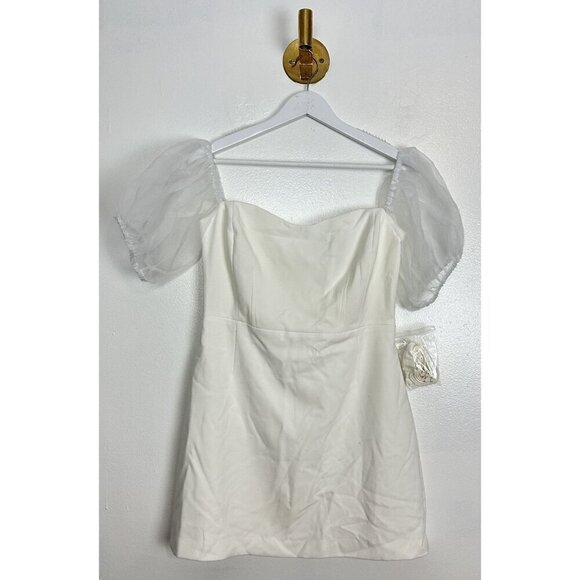 FRENCH CONNECTION Whisper Puff Sleeve Dress in Summer White Size US 8 - Picture 2 of 8